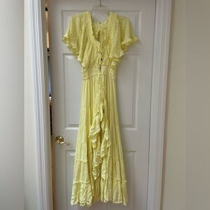 Free People tiered maxi dress butter yellow women’s size S